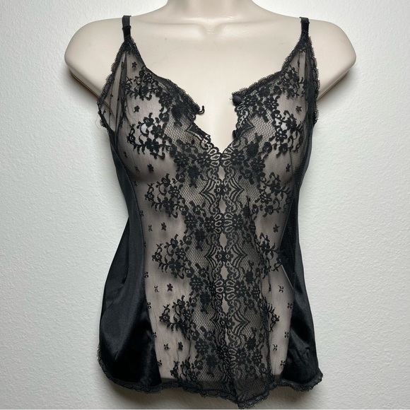 VTG 90s Women Fairy Grunge Cami Top Medium Black Witchy Whimsigoth Dark Coquette - Picture 1 of 9